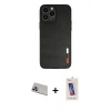 MARSİLYAN™- iPhone 13 Pro Max Kılıf Doruk Asil Koleksiyonu - Siyah Joko 5D Cam + Rainbow Kamera Lens Koruma Cam - MR