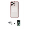 MARSİLYAN™- iPhone 13 Pro Max Kılıf Doruk Doku Prime - Şeffaf 360 Full Body Arka Koruyucu + Pers Alüminyum Kamera Lens - SABE