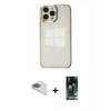 MARSİLYAN™- iPhone 13 Pro Max Kılıf Doruk Doku Prime - Şeffaf 360 Full Body Arka Koruyucu + Pers Alüminyum Kamera Lens - GD