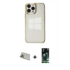 MARSİLYAN™- iPhone 13 Pro Max Kılıf Doruk Doku Prime - Şeffaf 360 Full Body Arka Koruyucu + Rainbow Kamera Lens Koruma Cam - REGD