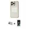 MARSİLYAN™- iPhone 13 Pro Max Kılıf Doruk Doku Prime - Şeffaf 360 Full Body Arka Koruyucu + Rainbow Kamera Lens Koruma Cam - MR