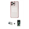 MARSİLYAN™- iPhone 13 Pro Max Kılıf Doruk Doku Prime - Şeffaf 360 Full Body Arka Koruyucu + Rainbow Kamera Lens Koruma Cam - MI