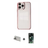 MARSİLYAN™- iPhone 13 Pro Max Kılıf Doruk Doku Prime - Şeffaf 360 Full Body Arka Koruyucu + Rainbow Kamera Lens Koruma Cam - BZ