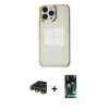 MARSİLYAN™- iPhone 13 Pro Max Kılıf Doruk Doku Prime - Şeffaf 360 Full Body Arka Koruyucu + Raze Metal Kamera Lens - GD