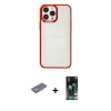 MARSİLYAN™- iPhone 13 Pro Max Kılıf Doruk Doku Prime - Şeffaf 360 Full Body Arka Koruyucu + Renkli Kamera Lens Koruma Cam - SI