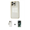 MARSİLYAN™- iPhone 13 Pro Max Kılıf Doruk Doku Prime - Şeffaf 360 Full Body Arka Koruyucu + Shine Kamera Lens - GD