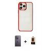MARSİLYAN™- iPhone 13 Pro Max Kılıf Doruk Doku Prime - Şeffaf Maxco Cam Ekran Koruyucu + Neon Fosforlu Kamera Lens - BZ