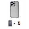 MARSİLYAN™- iPhone 13 Pro Max Kılıf Doruk Doku Prime - Şeffaf Maxco Cam Ekran Koruyucu + Neon Fosforlu Kamera Lens - BZ
