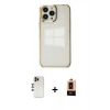 MARSİLYAN™- iPhone 13 Pro Max Kılıf Doruk Doku Prime - Şeffaf Maxco Cam Ekran Koruyucu + Shine Kamera Lens - GD