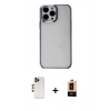 MARSİLYAN™- iPhone 13 Pro Max Kılıf Doruk Doku Prime - Şeffaf Maxco Cam Ekran Koruyucu + Shine Kamera Lens - GD