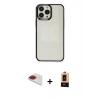 MARSİLYAN™- iPhone 13 Pro Max Kılıf Doruk Doku Prime - Şeffaf Maxco Cam Ekran Koruyucu + Pers Alüminyum Kamera Lens - KI