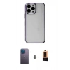 MARSİLYAN™- iPhone 13 Pro Max Kılıf Doruk Doku Prime - Şeffaf Maxco Cam Ekran Koruyucu + Neon Fosforlu Kamera Lens - MI