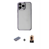 MARSİLYAN™- iPhone 13 Pro Max Kılıf Doruk Doku Prime - Şeffaf Maxco Cam Ekran Koruyucu + Renkli Kamera Lens Koruma Cam - PE