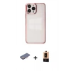 MARSİLYAN™- iPhone 13 Pro Max Kılıf Doruk Doku Prime - Şeffaf Maxco Cam Ekran Koruyucu + Renkli Kamera Lens Koruma Cam - PE