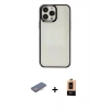 MARSİLYAN™- iPhone 13 Pro Max Kılıf Doruk Doku Prime - Şeffaf Maxco Cam Ekran Koruyucu + Renkli Kamera Lens Koruma Cam - PE