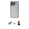 MARSİLYAN™- iPhone 13 Pro Max Kılıf Doruk Doku Prime - Şeffaf Maxco Cam Ekran Koruyucu + Pembe Shine Kamera Lens Koruma Cam