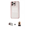 MARSİLYAN™- iPhone 13 Pro Max Kılıf Doruk Doku Prime - Şeffaf Maxco Cam Ekran Koruyucu + Rainbow Kamera Lens Koruma Cam - KI