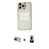 MARSİLYAN™- iPhone 13 Pro Max Kılıf Doruk Doku Prime - Şeffaf Maxco Cam Ekran Koruyucu + Rainbow Kamera Lens Koruma Cam - KI