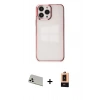 MARSİLYAN™- iPhone 13 Pro Max Kılıf Doruk Doku Prime - Şeffaf Maxco Cam Ekran Koruyucu + Rainbow Kamera Lens Koruma Cam - BZ