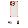 MARSİLYAN™- iPhone 13 Pro Max Kılıf Doruk Doku Prime - Şeffaf Maxco Cam Ekran Koruyucu + Rainbow Kamera Lens Koruma Cam - KI