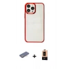 MARSİLYAN™- iPhone 13 Pro Max Kılıf Doruk Doku Prime - Şeffaf Maxco Cam Ekran Koruyucu + Renkli Kamera Lens Koruma Cam - MI