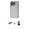 MARSİLYAN™- iPhone 13 Pro Max Kılıf Doruk Doku Prime - Şeffaf Maxco Cam Ekran Koruyucu + Renkli Kamera Lens Koruma Cam - MI