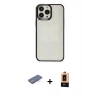 MARSİLYAN™- iPhone 13 Pro Max Kılıf Doruk Doku Prime - Şeffaf Maxco Cam Ekran Koruyucu + Renkli Kamera Lens Koruma Cam - MI