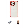 MARSİLYAN™- iPhone 13 Pro Max Kılıf Doruk Doku Prime - Şeffaf Maxco Cam Ekran Koruyucu + Renkli Kamera Lens Koruma Cam - SI
