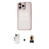 MARSİLYAN™- iPhone 13 Pro Max Kılıf Doruk Doku Prime - Şeffaf Maxco Cam Ekran Koruyucu + Shine Kamera Lens - GD