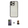 MARSİLYAN™- iPhone 13 Pro Max Kılıf Doruk Doku Prime - Şeffaf Maxco Cam Ekran Koruyucu + Neon Fosforlu Kamera Lens - YL