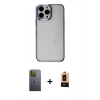 MARSİLYAN™- iPhone 13 Pro Max Kılıf Doruk Doku Prime - Şeffaf Maxco Cam Ekran Koruyucu + Neon Fosforlu Kamera Lens - YL