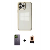MARSİLYAN™- iPhone 13 Pro Max Kılıf Doruk Doku Prime - Şeffaf Maxco Cam Ekran Koruyucu + Neon Fosforlu Kamera Lens - YL
