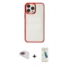 MARSİLYAN™- iPhone 13 Pro Max Kılıf Doruk Doku Prime - Şeffaf Pasifik Cam Ekran Koruyucu + Pers Alüminyum Kamera Lens - GI