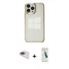 MARSİLYAN™- iPhone 13 Pro Max Kılıf Doruk Doku Prime - Şeffaf Pasifik Cam Ekran Koruyucu + Pers Alüminyum Kamera Lens - GI