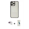 MARSİLYAN™- iPhone 13 Pro Max Kılıf Doruk Doku Prime - Şeffaf Pasifik Cam Ekran Koruyucu + Pers Alüminyum Kamera Lens - GI