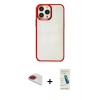 MARSİLYAN™- iPhone 13 Pro Max Kılıf Doruk Doku Prime - Şeffaf Pasifik Cam Ekran Koruyucu + Pers Alüminyum Kamera Lens - KI
