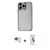 MARSİLYAN™- iPhone 13 Pro Max Kılıf Doruk Doku Prime - Şeffaf Pasifik Cam Ekran Koruyucu + Pers Alüminyum Kamera Lens - KI