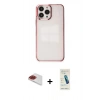 MARSİLYAN™- iPhone 13 Pro Max Kılıf Doruk Doku Prime - Şeffaf Pasifik Cam Ekran Koruyucu + Pers Alüminyum Kamera Lens - KI