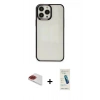 MARSİLYAN™- iPhone 13 Pro Max Kılıf Doruk Doku Prime - Şeffaf Pasifik Cam Ekran Koruyucu + Pers Alüminyum Kamera Lens - KI
