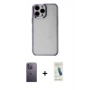 MARSİLYAN™- iPhone 13 Pro Max Kılıf Doruk Doku Prime - Şeffaf Pasifik Cam Ekran Koruyucu + Neon Fosforlu Kamera Lens - BZ
