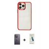 MARSİLYAN™- iPhone 13 Pro Max Kılıf Doruk Doku Prime - Şeffaf Pasifik Cam Ekran Koruyucu + Neon Fosforlu Kamera Lens - BZ