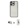 MARSİLYAN™- iPhone 13 Pro Max Kılıf Doruk Doku Prime - Şeffaf Pasifik Cam Ekran Koruyucu + Rainbow Kamera Lens Koruma Cam - KI