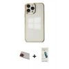 MARSİLYAN™- iPhone 13 Pro Max Kılıf Doruk Doku Prime - Şeffaf Pasifik Cam Ekran Koruyucu + Rainbow Kamera Lens Koruma Cam - KI