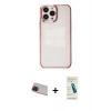 MARSİLYAN™- iPhone 13 Pro Max Kılıf Doruk Doku Prime - Şeffaf Pasifik Cam Ekran Koruyucu + Rainbow Kamera Lens Koruma Cam - KI