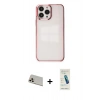 MARSİLYAN™- iPhone 13 Pro Max Kılıf Doruk Doku Prime - Şeffaf Pasifik Cam Ekran Koruyucu + Rainbow Kamera Lens Koruma Cam - REGD