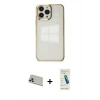 MARSİLYAN™- iPhone 13 Pro Max Kılıf Doruk Doku Prime - Şeffaf Pasifik Cam Ekran Koruyucu + Rainbow Kamera Lens Koruma Cam - REGD