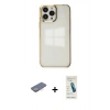 MARSİLYAN™- iPhone 13 Pro Max Kılıf Doruk Doku Prime - Şeffaf Pasifik Cam Ekran Koruyucu + Renkli Kamera Lens Koruma Cam - SI