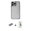 MARSİLYAN™- iPhone 13 Pro Max Kılıf Doruk Doku Prime - Şeffaf Pasifik Cam Ekran Koruyucu + Renkli Kamera Lens Koruma Cam - SI