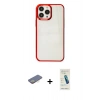 MARSİLYAN™- iPhone 13 Pro Max Kılıf Doruk Doku Prime - Şeffaf Pasifik Cam Ekran Koruyucu + Renkli Kamera Lens Koruma Cam - SI