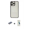 MARSİLYAN™- iPhone 13 Pro Max Kılıf Doruk Doku Prime - Şeffaf Pasifik Cam Ekran Koruyucu + Renkli Kamera Lens Koruma Cam - SI
